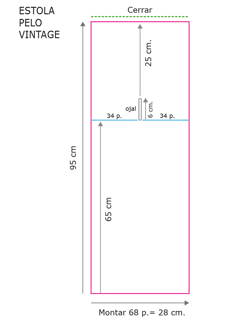 Gráfico para tricotar una estola con lana visón